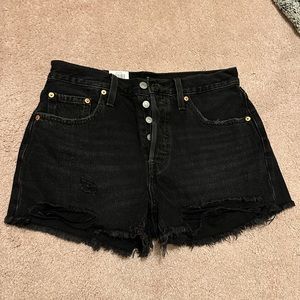 Levis 501 high rise jean shorts black